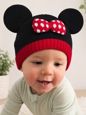 Minnie Mouse ears knitted toddler hat